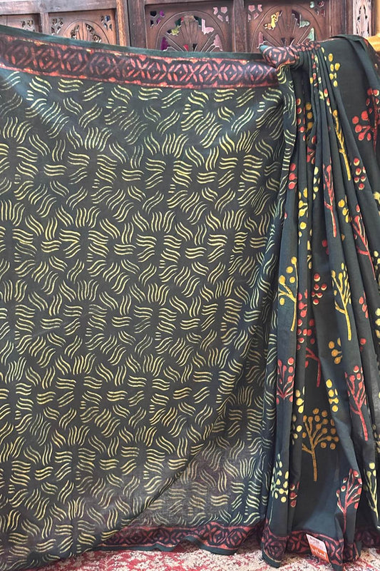 Green Mulcotton Saree