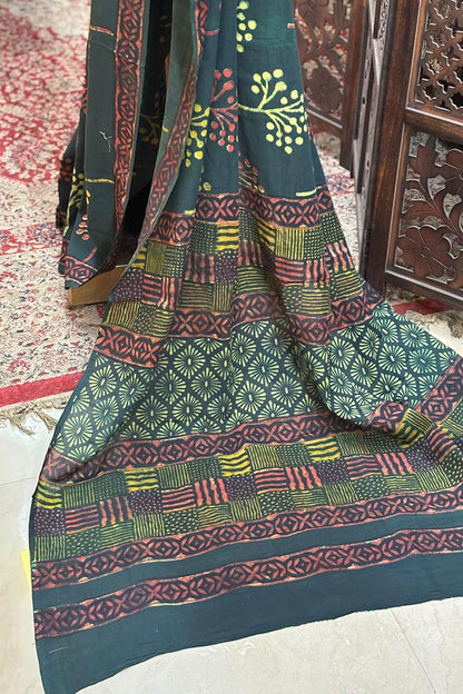 Green Mulcotton Saree
