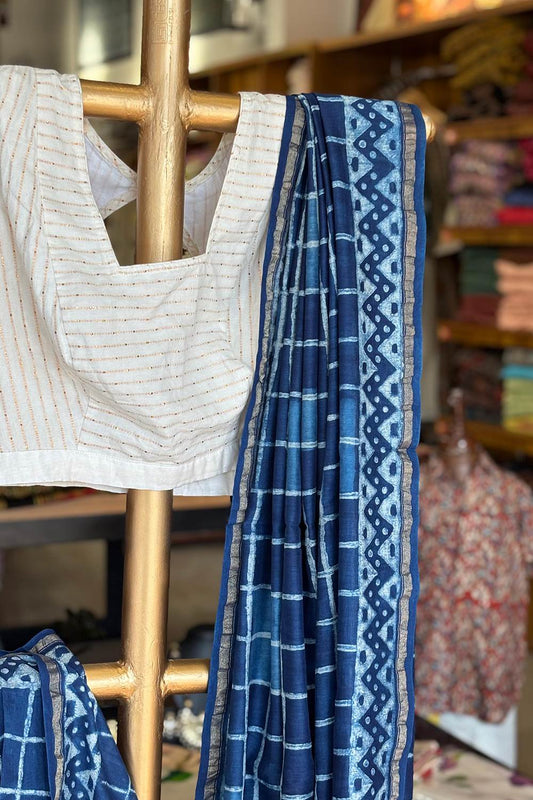 Indigo Chanderi Saree