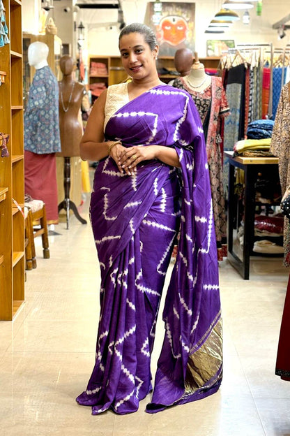 Modal Silk Tie Dye Violet Saree