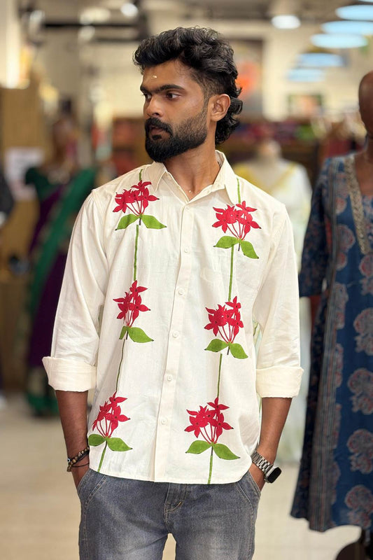 Offwhite Chethi Hand Block Print Shirt