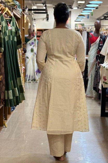 Mudra Hand Painted  3 Panel A Line Kurthi