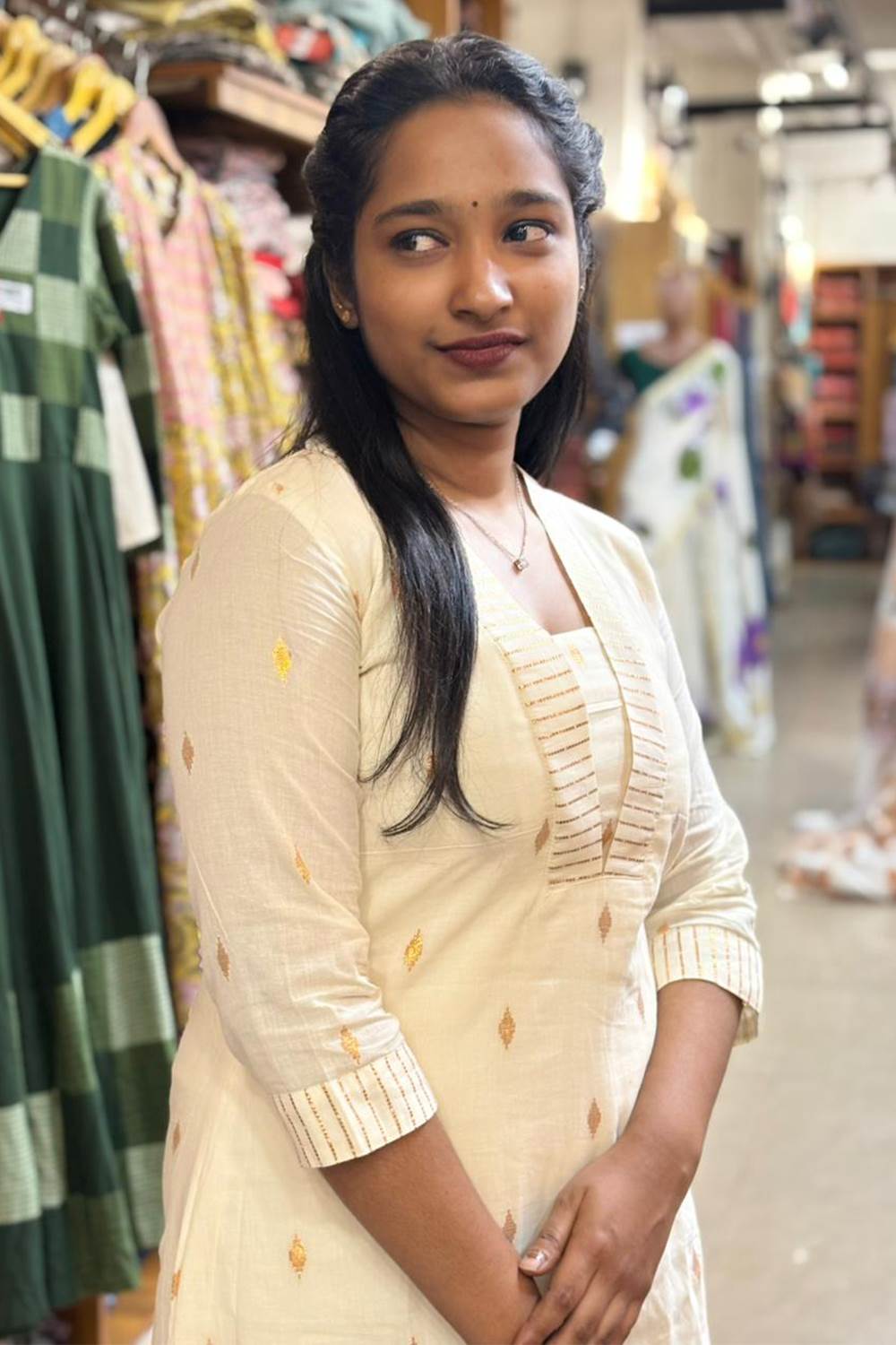 Offwhite Kurthi with Lurex Butas