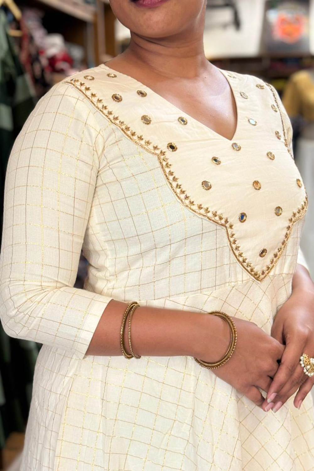 Offwhite Check Umbrella Dress