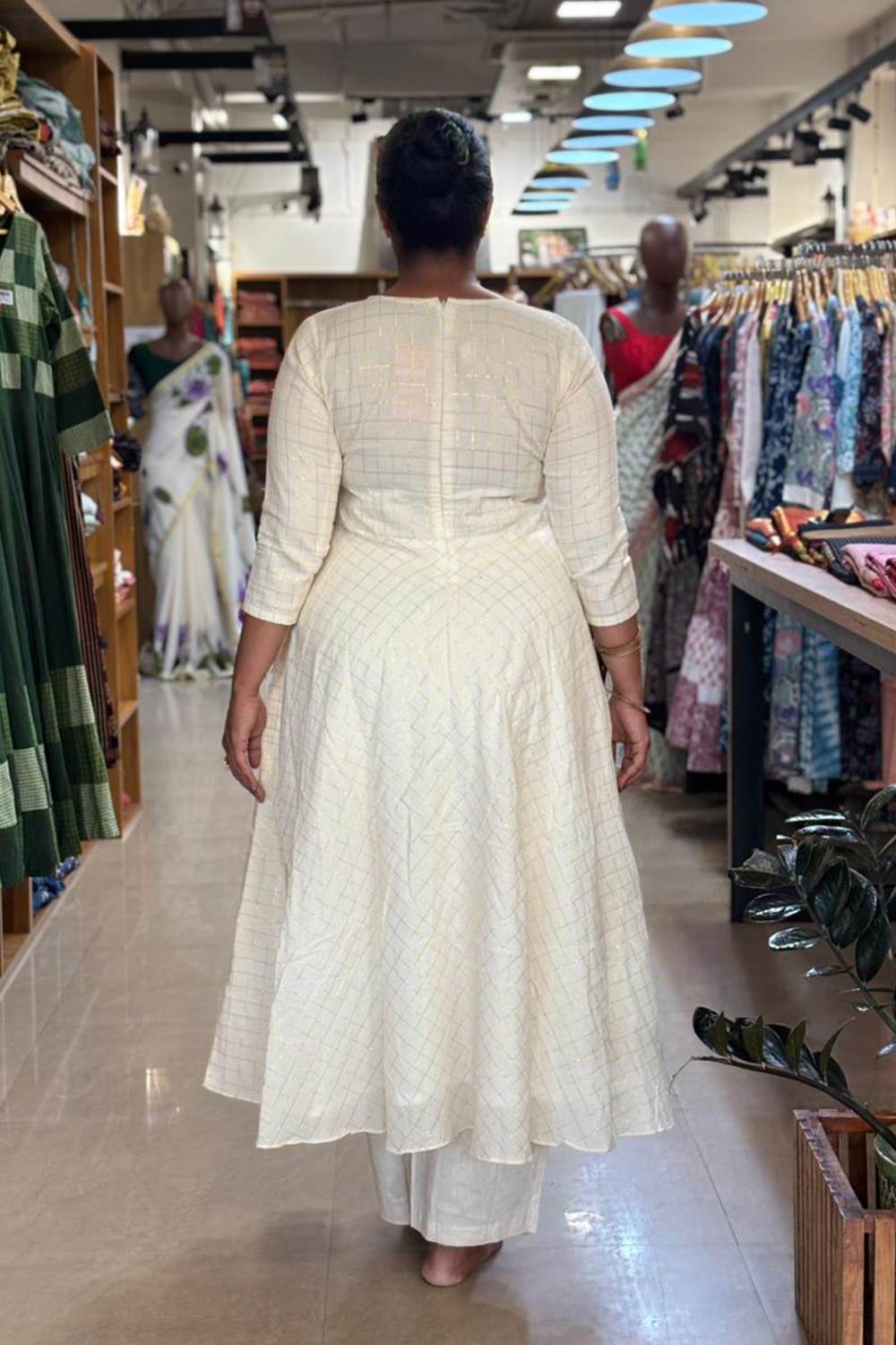 Offwhite Check Umbrella Dress