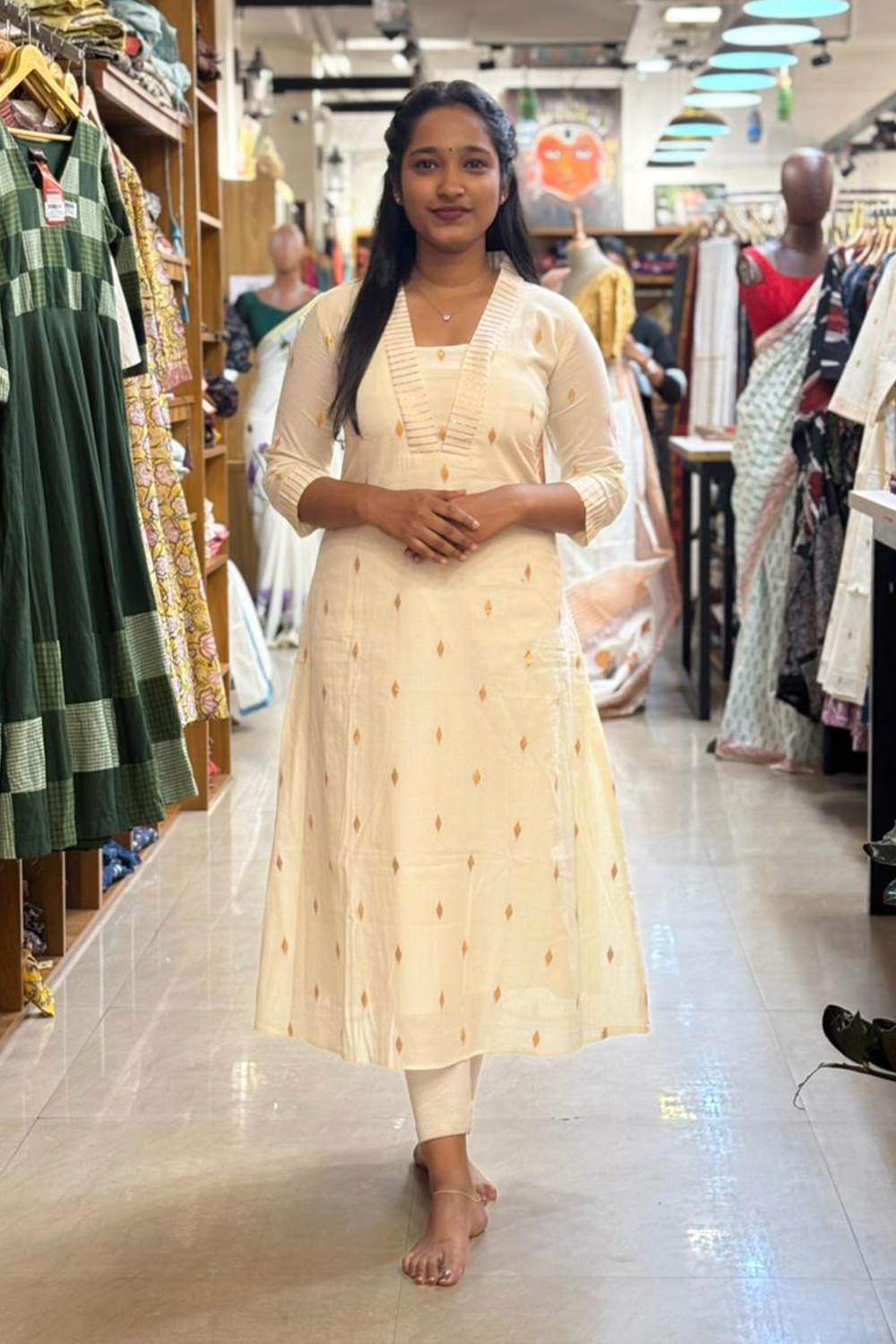 Offwhite Kurthi with Lurex Butas