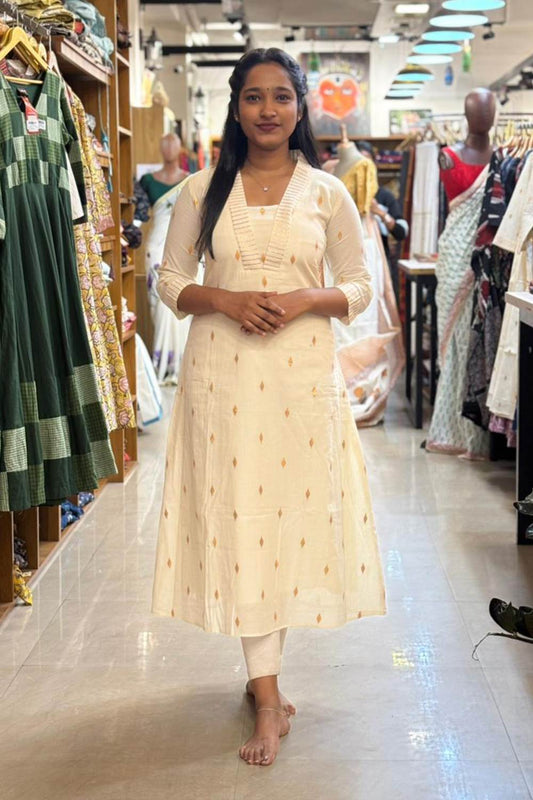 Offwhite Kurthi with Lurex Butas
