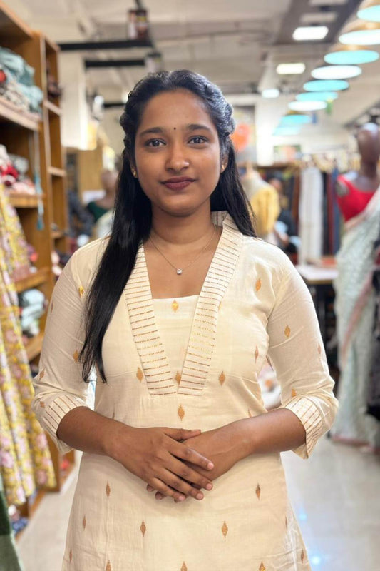 Offwhite Kurthi with Lurex Butas