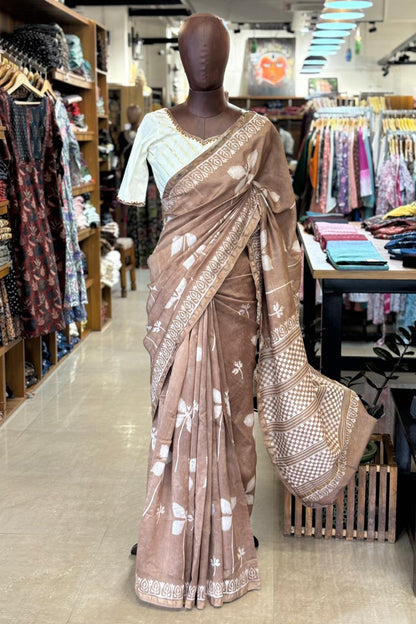 Lightbrown Chanderi Saree
