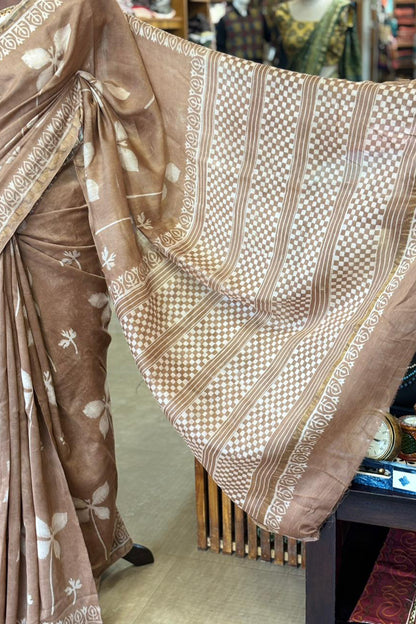 Lightbrown Chanderi Saree