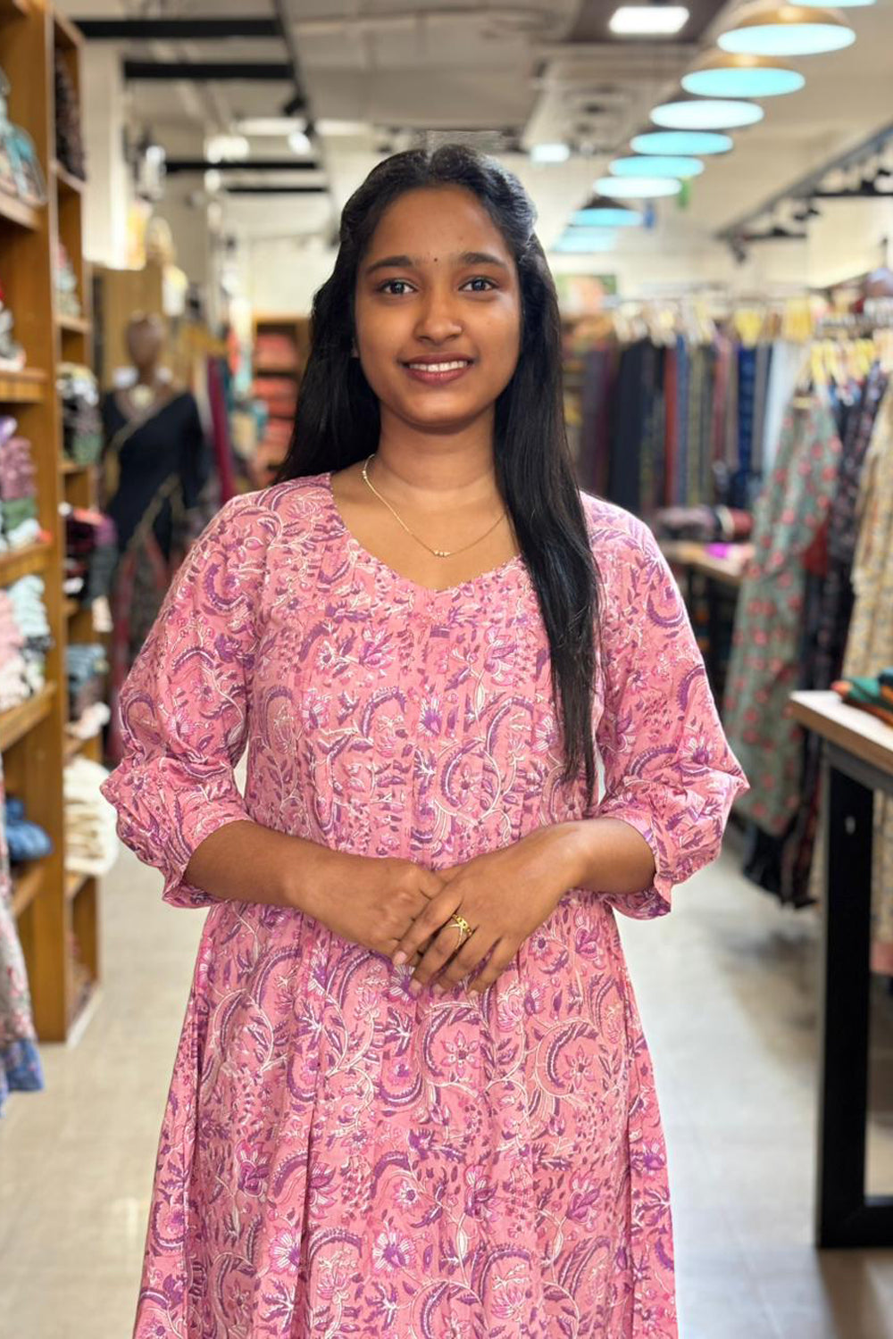 Pink & Purple Saganeri Kurti