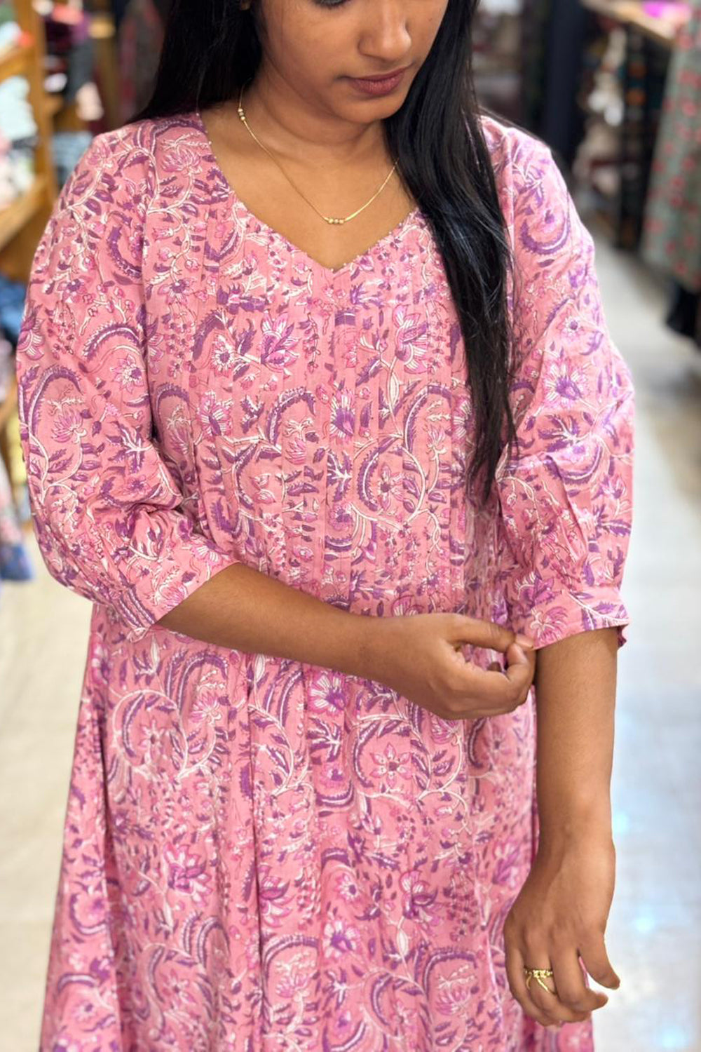 Pink & Purple Saganeri Kurti