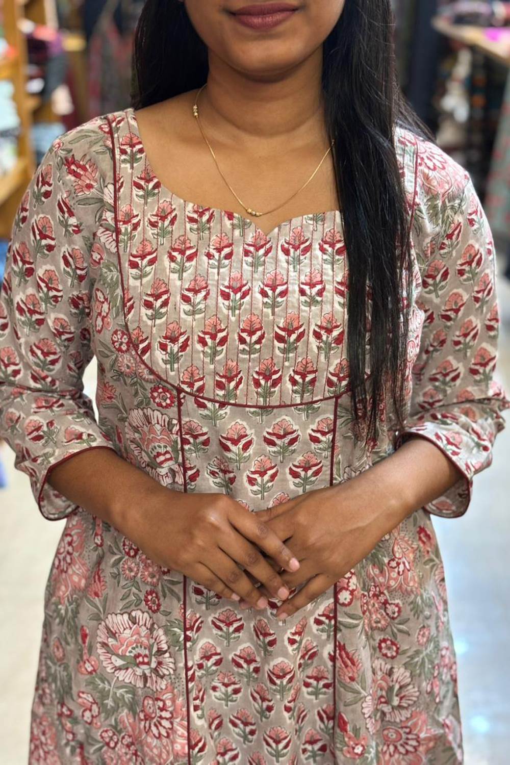 Pastel Green Sanganeri 3 Panel Kurti