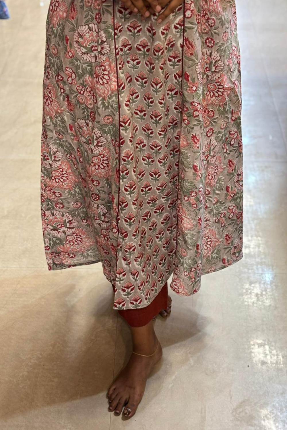 Pastel Green Sanganeri 3 Panel Kurti