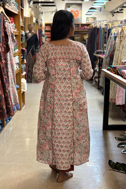 Pastel Green Sanganeri 3 Panel Kurti