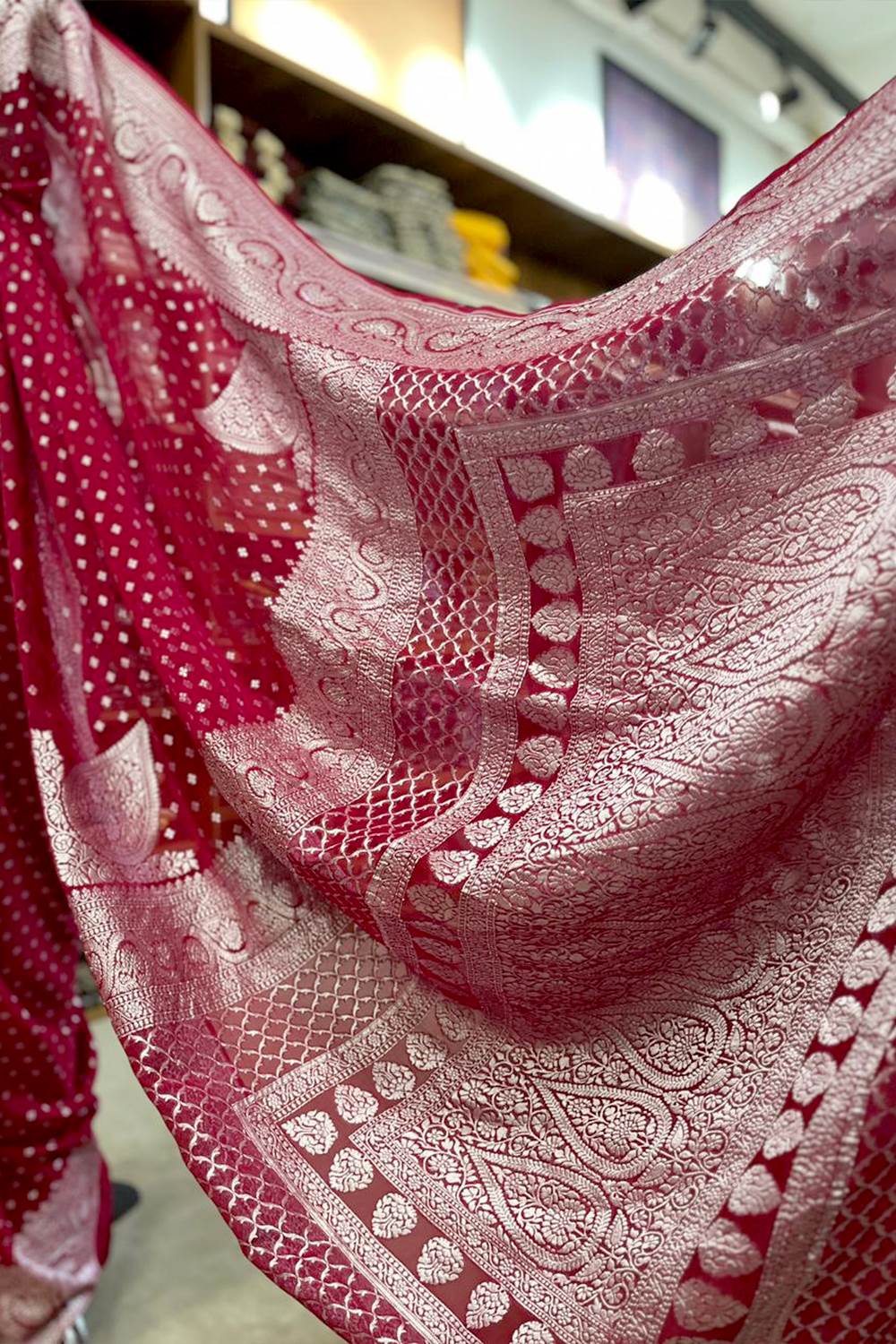 Red Base Banarasi Silk Saree