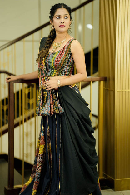 Ajrakh Patch Chaniyacholi Skirt Set