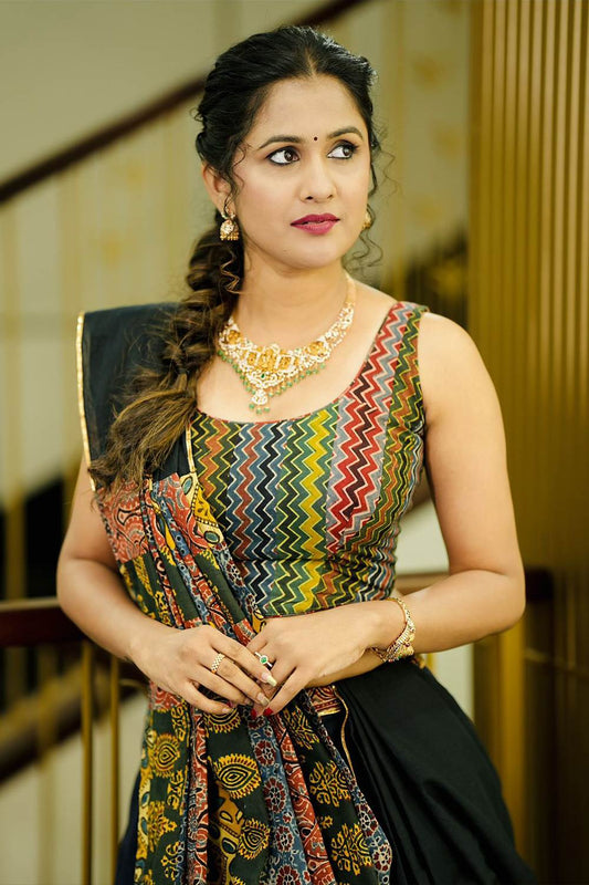 Ajrakh Patch Chaniyacholi Skirt Set