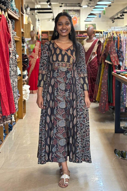 Black Ajrakh 5 Panel Anarkali