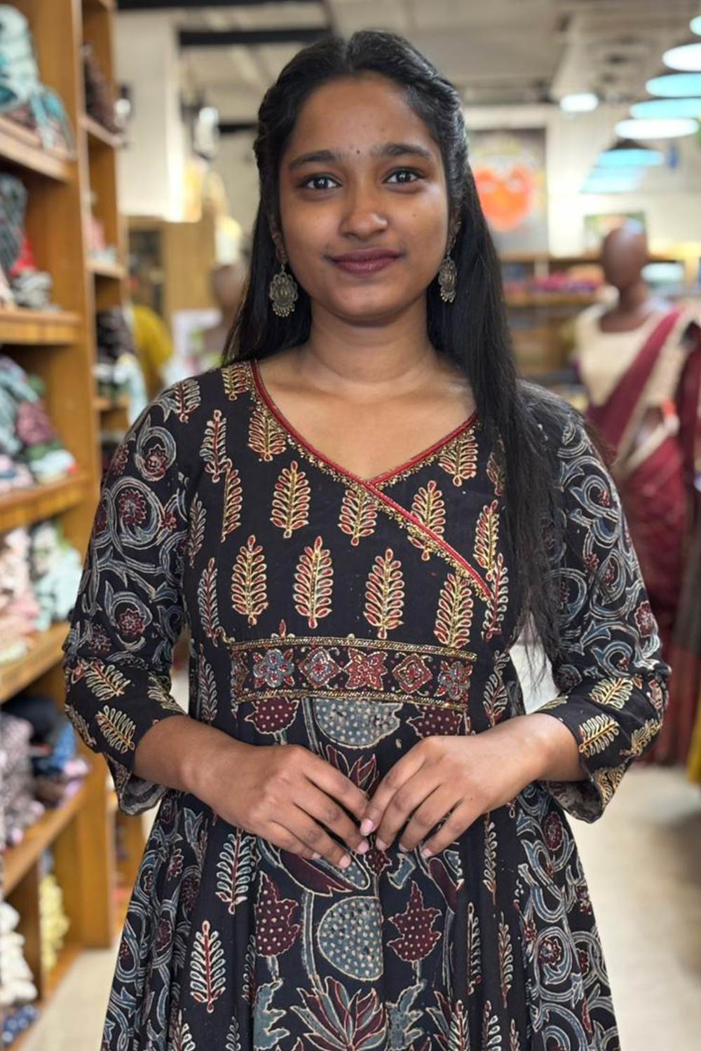 Black Ajrakh 5 Panel Anarkali