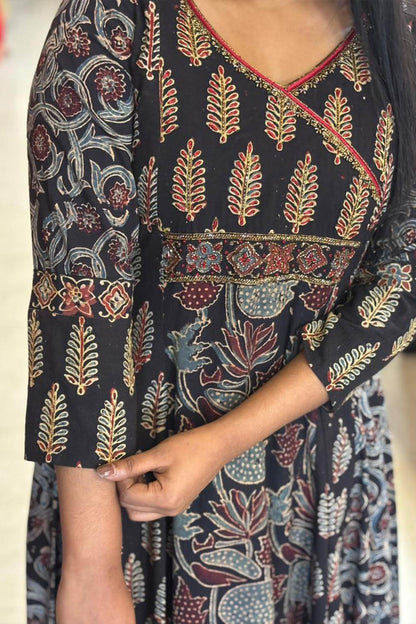 Black Ajrakh 5 Panel Anarkali