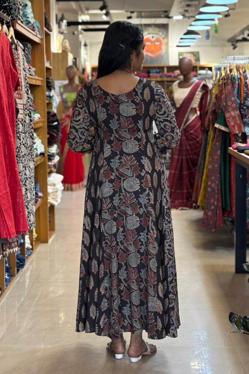 Black Ajrakh 5 Panel Anarkali