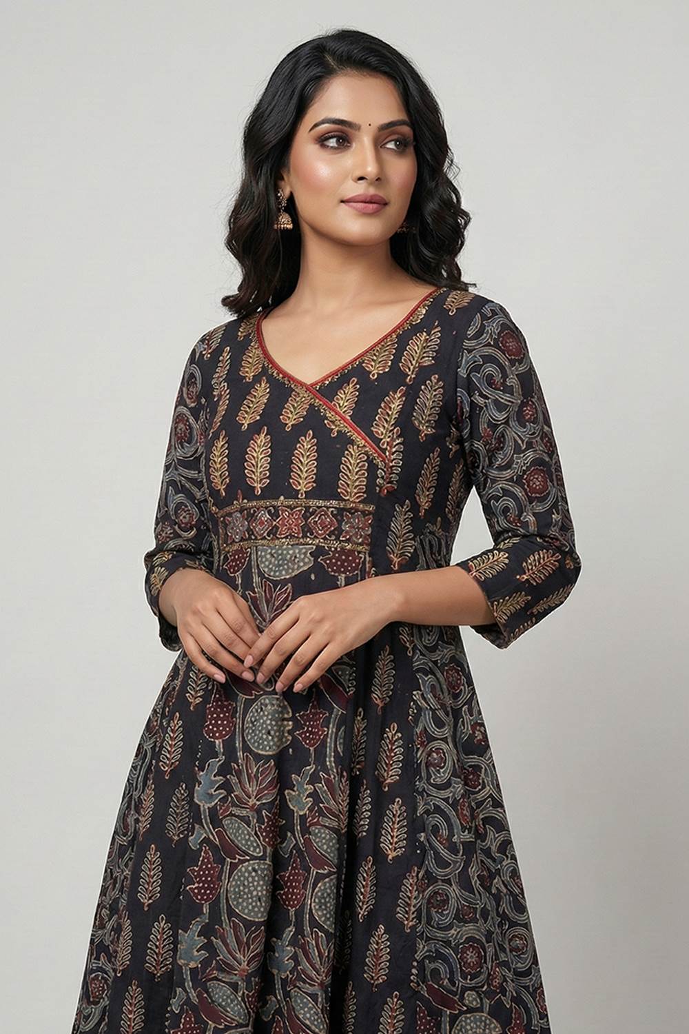 Black Ajrakh 5 Panel Anarkali