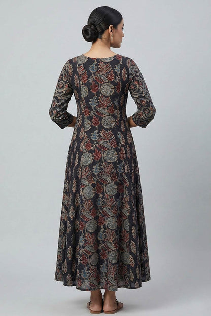 Black Ajrakh 5 Panel Anarkali