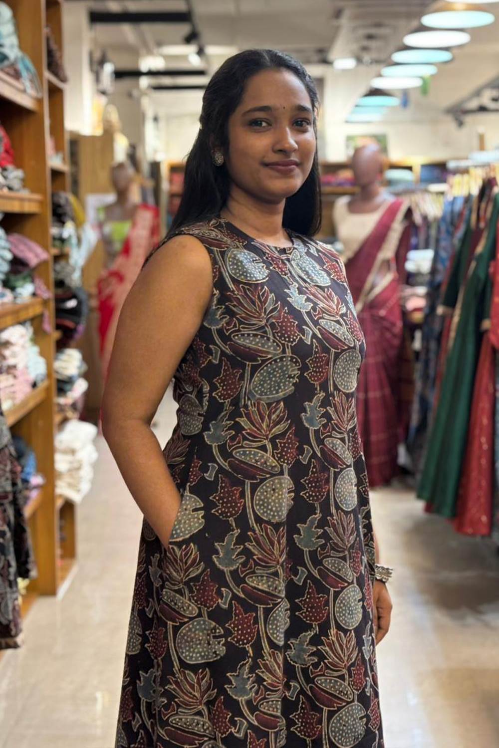 Black A Line Lotus & Leaf Print Co-ord Set