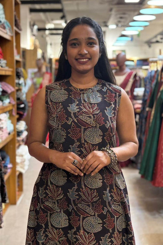 Black A Line Lotus & Leaf Print Co-ord Set