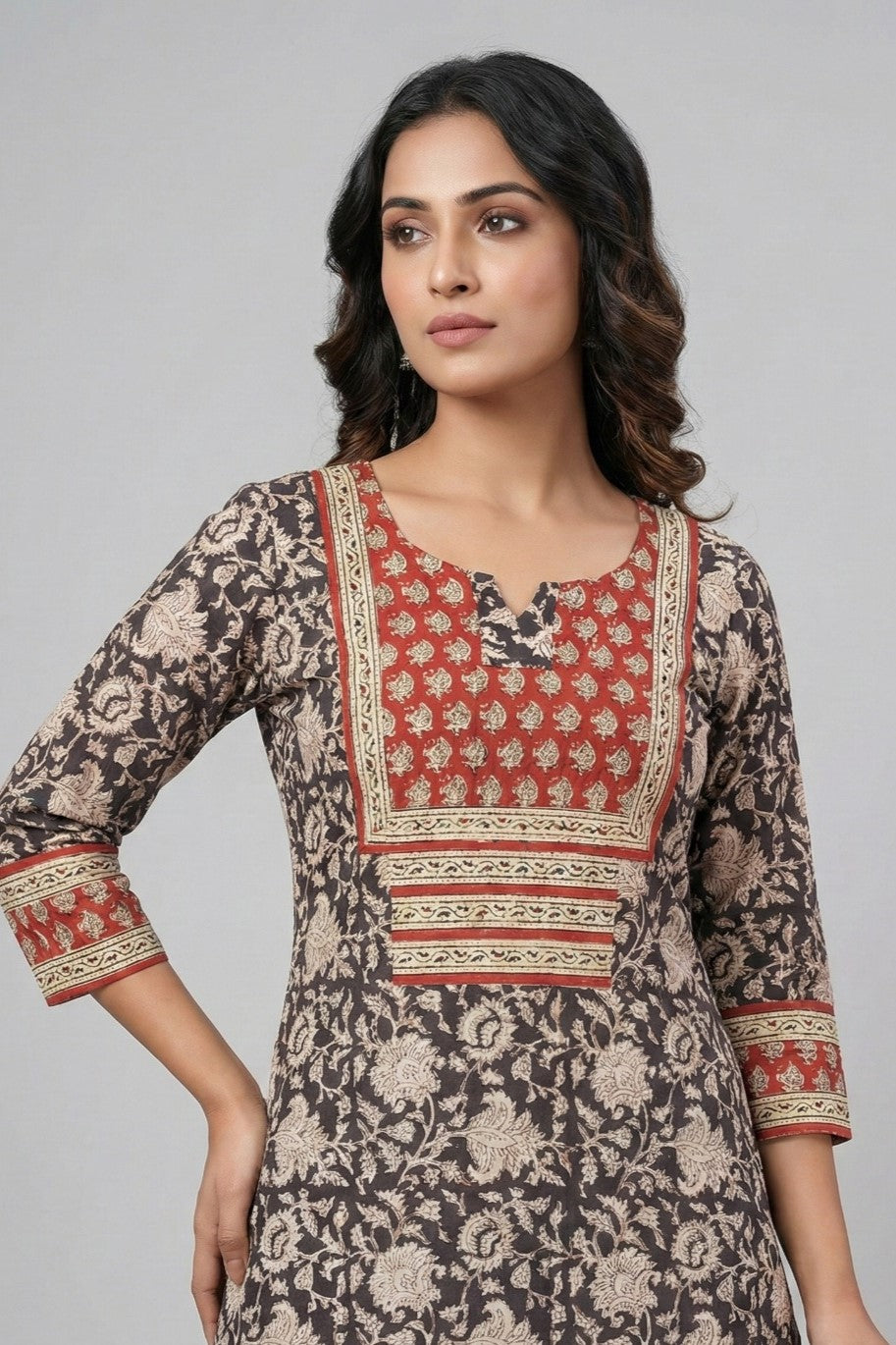 Black & White Kalamkari Kurti