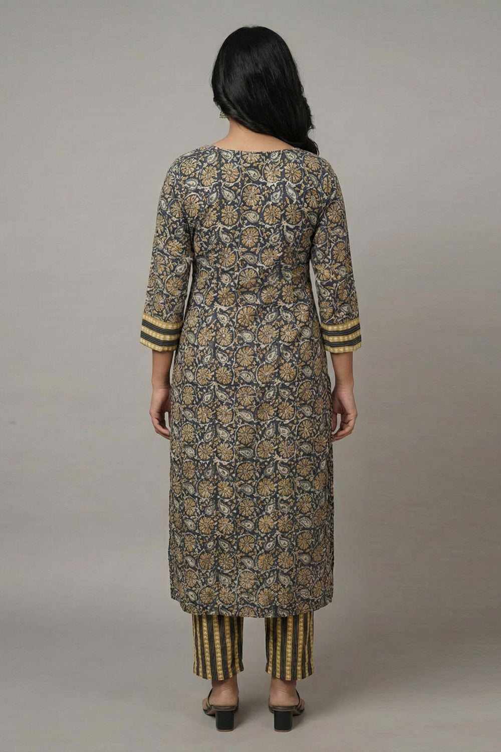 Black Kalamkari Slited Kurti Set
