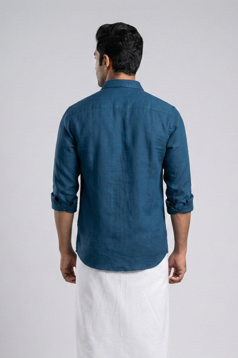 Teal Paisley Shape Patch Shirt