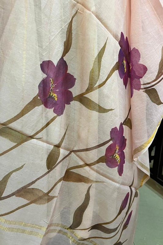 Peachy Pink Mul Chanderi Dupatta