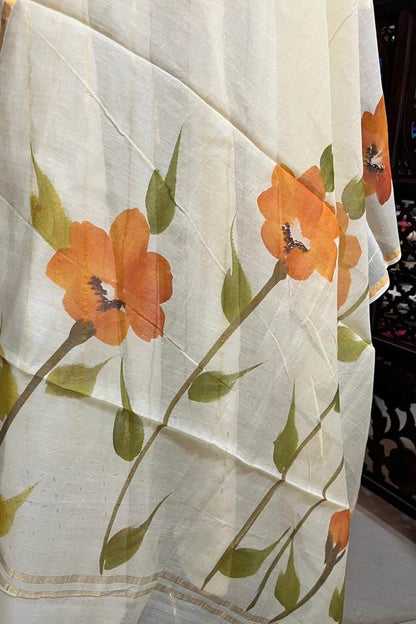 Lemon Yellow Mul Chanderi Dupatta