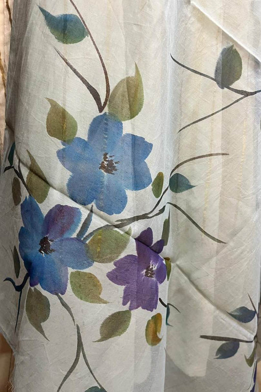 Marine Blue Mul Chanderi Dupatta