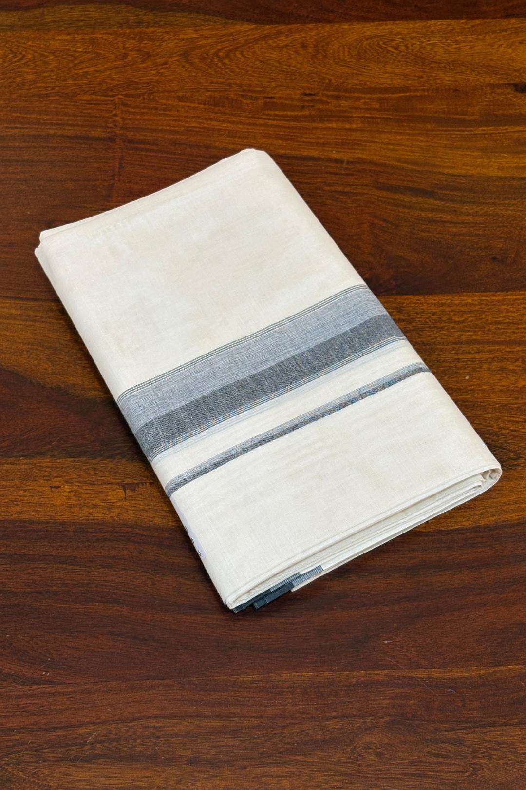 Offwhite Dhothi with Ash Border