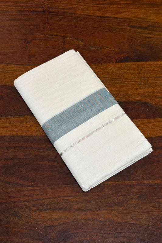 Offwhite Mundu with Grey Border