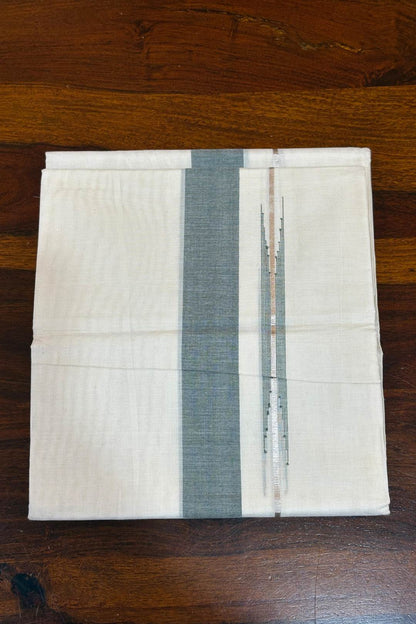 Offwhite Mundu with Grey Border