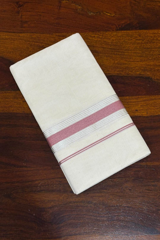 Offwhite Dhothi with Peach Border