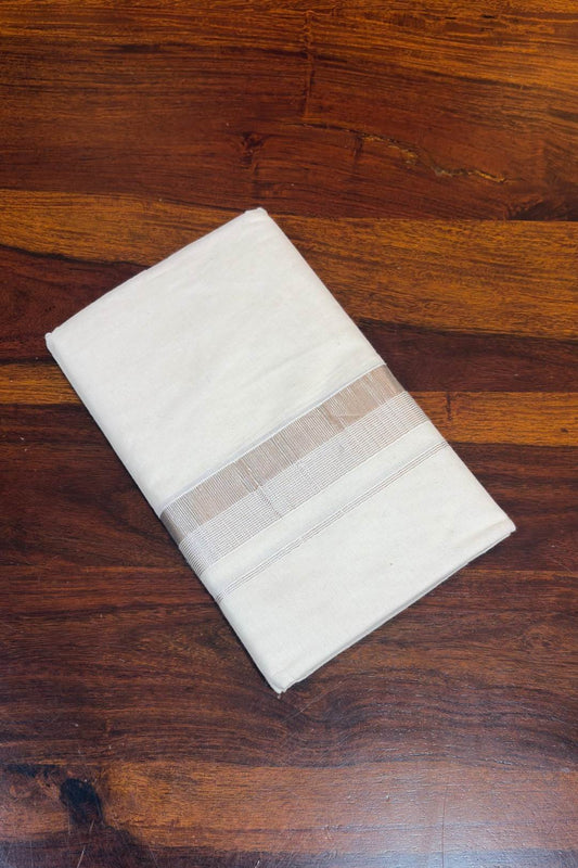 Offwhite Dhothi Silver Thick & Thin Border