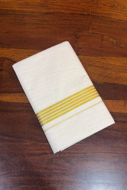 Offwhite Dhothi Thick & Thin Gloden Border