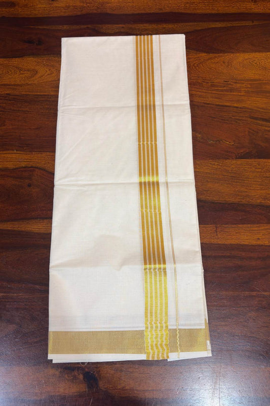 Offwhite Dhothi Thick & Thin Gloden Border
