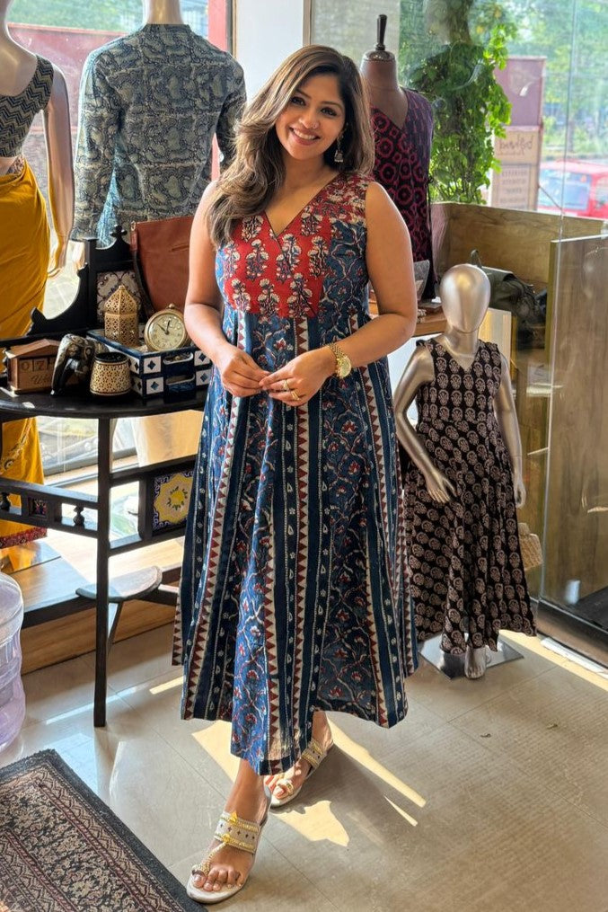 Jahota Hand Block Printed Cotton Anarkali