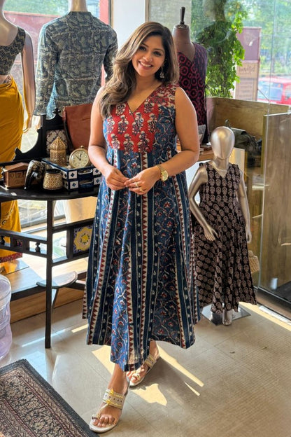 Jahota Hand Block Printed Cotton Anarkali