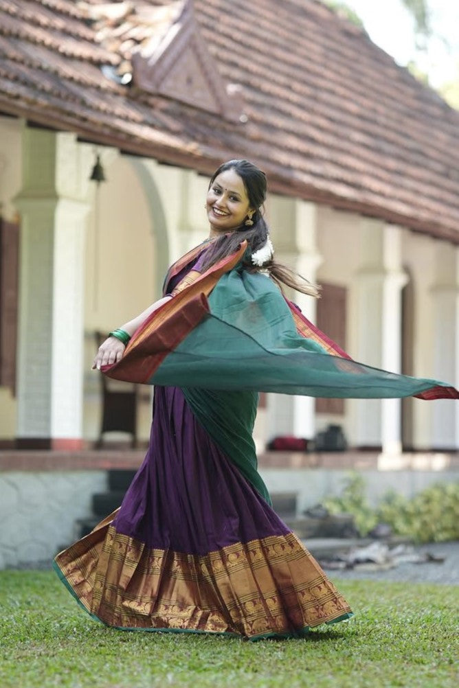 Narayanpet Purple Plain Dhwani Set