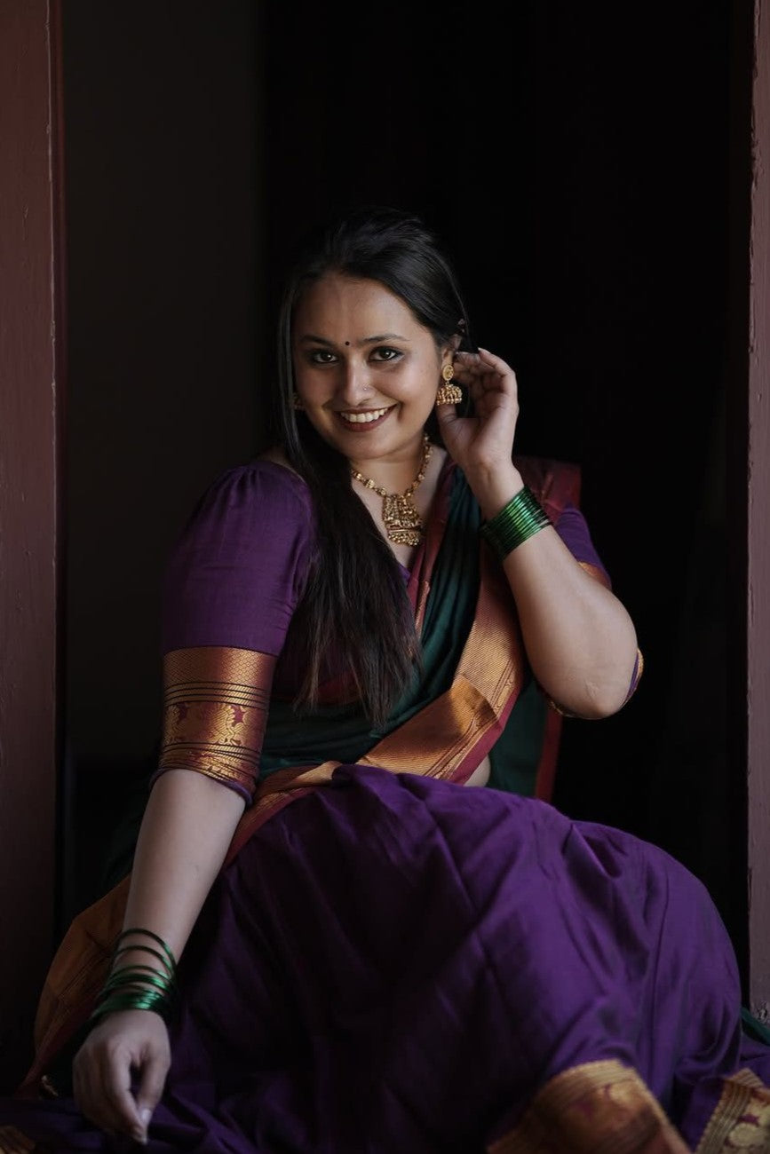 Narayanpet Purple Plain Dhwani Set