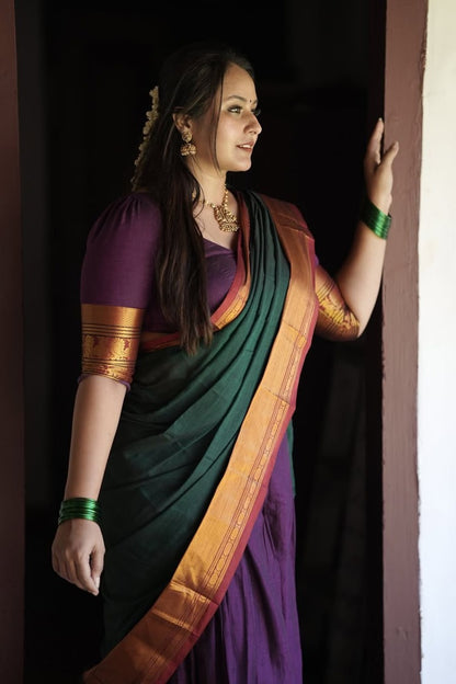 Narayanpet Purple Plain Dhwani Set
