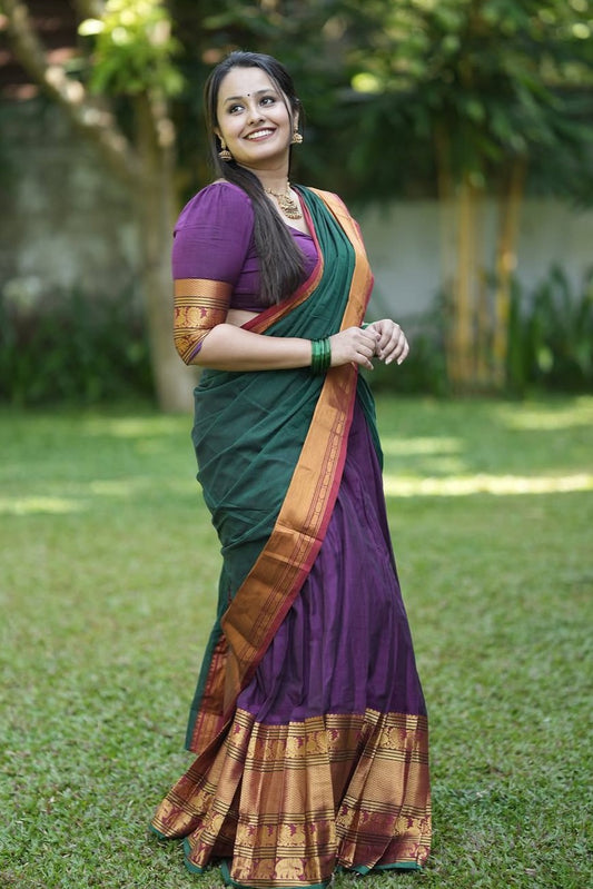 Narayanpet Purple Plain Dhwani Set
