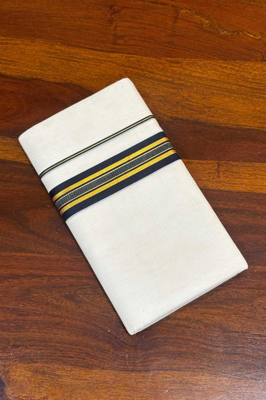Offwhite Dhothi with Black & Golden Border